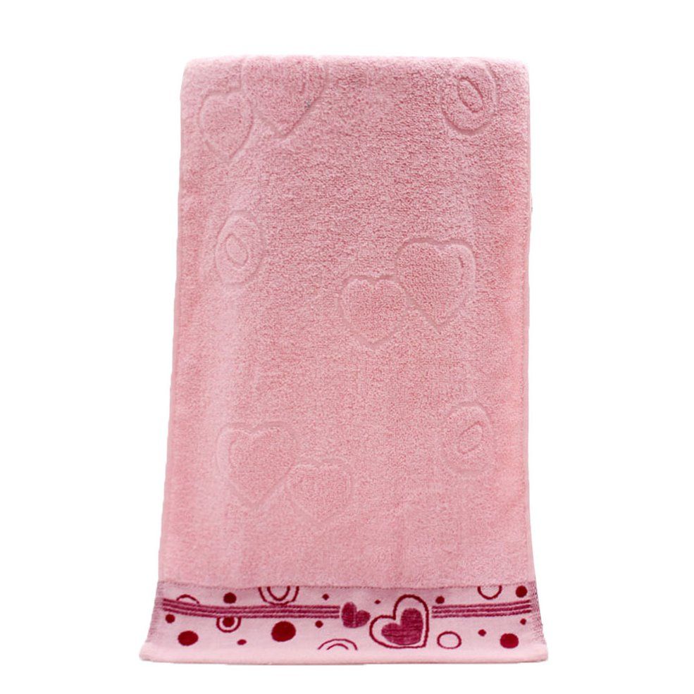 Pure Cotton Jacquard Weak Twist Four-Leaf Grass Peach Heart Towel-Heart powder