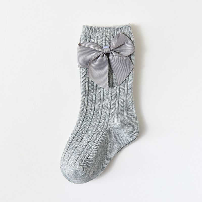 Solid Color Baby Socks With Bows Soft Warm Newborn Kids Stockings Long Socks