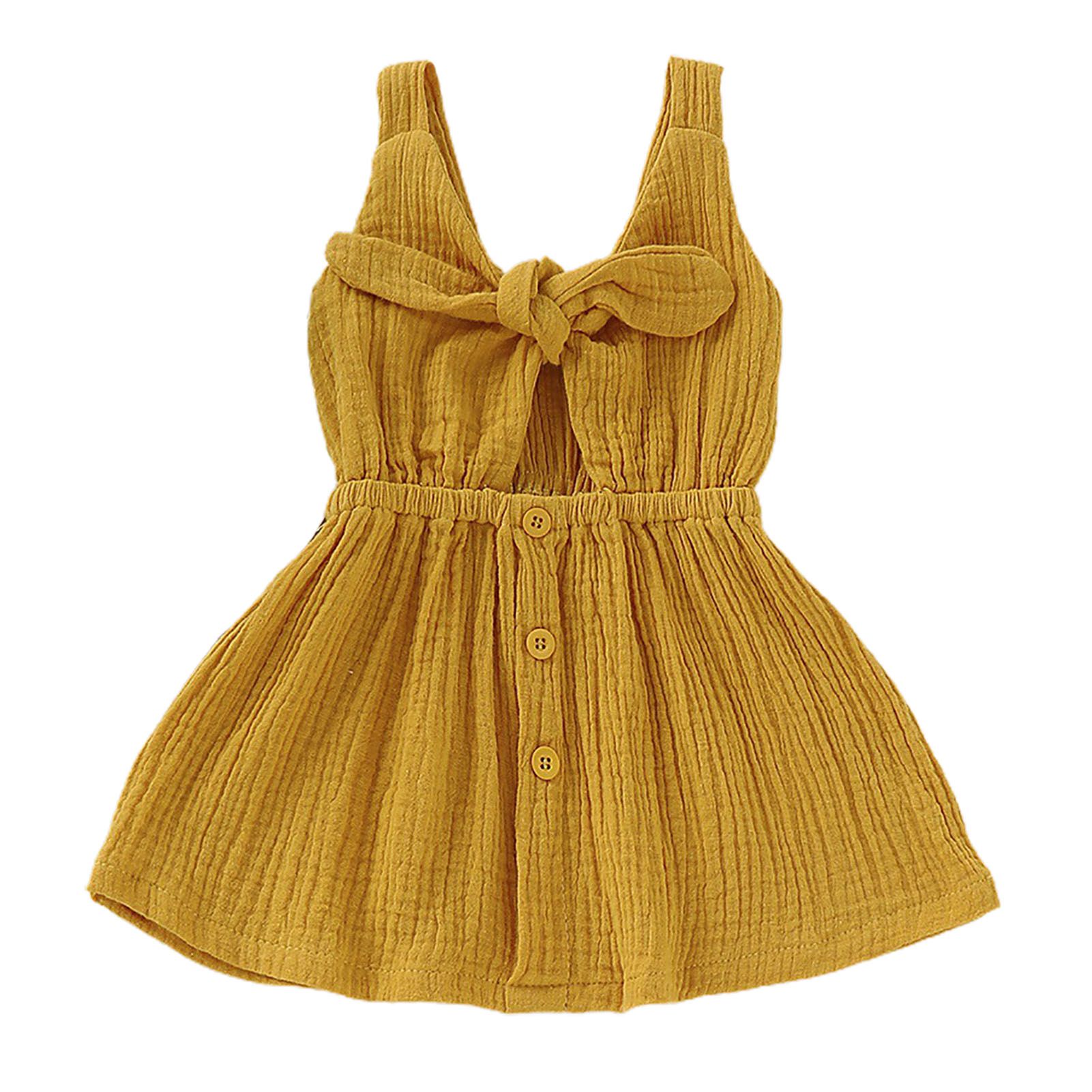 Baby Sundress Backless All-match Solid Color Girls Sleeveless Dress for Summer