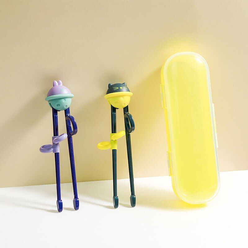 Children Chopsticks Cute Little Cat Kid Learning Training Chopsticks Reusable Training Helper Chopsticks Children's Tableware