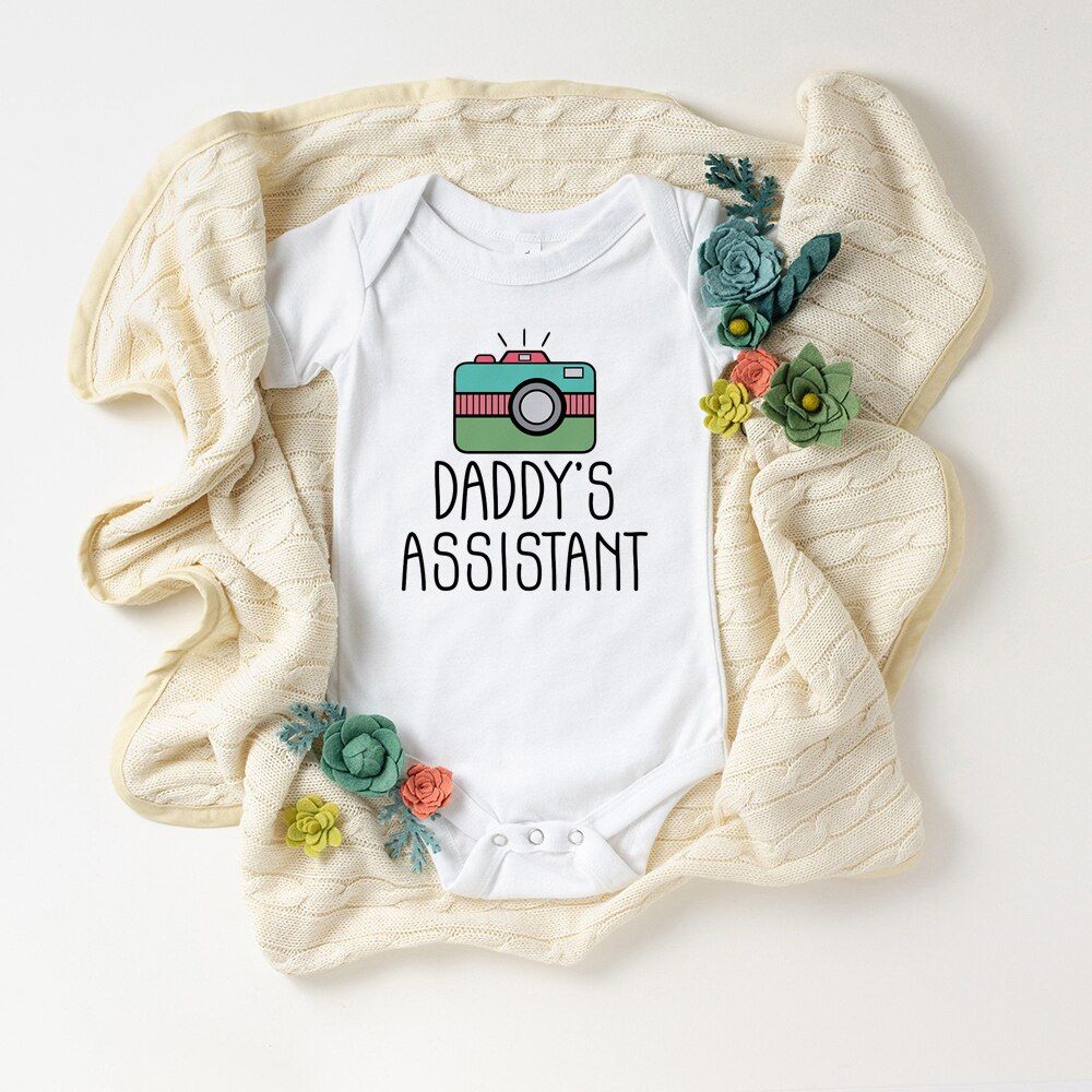 2020 New Baby Boys Girls Short Sleeve Jumpsuit Camera Onesie Rompers Newborn Baby Clothes Gift Idea for Photographer Dad