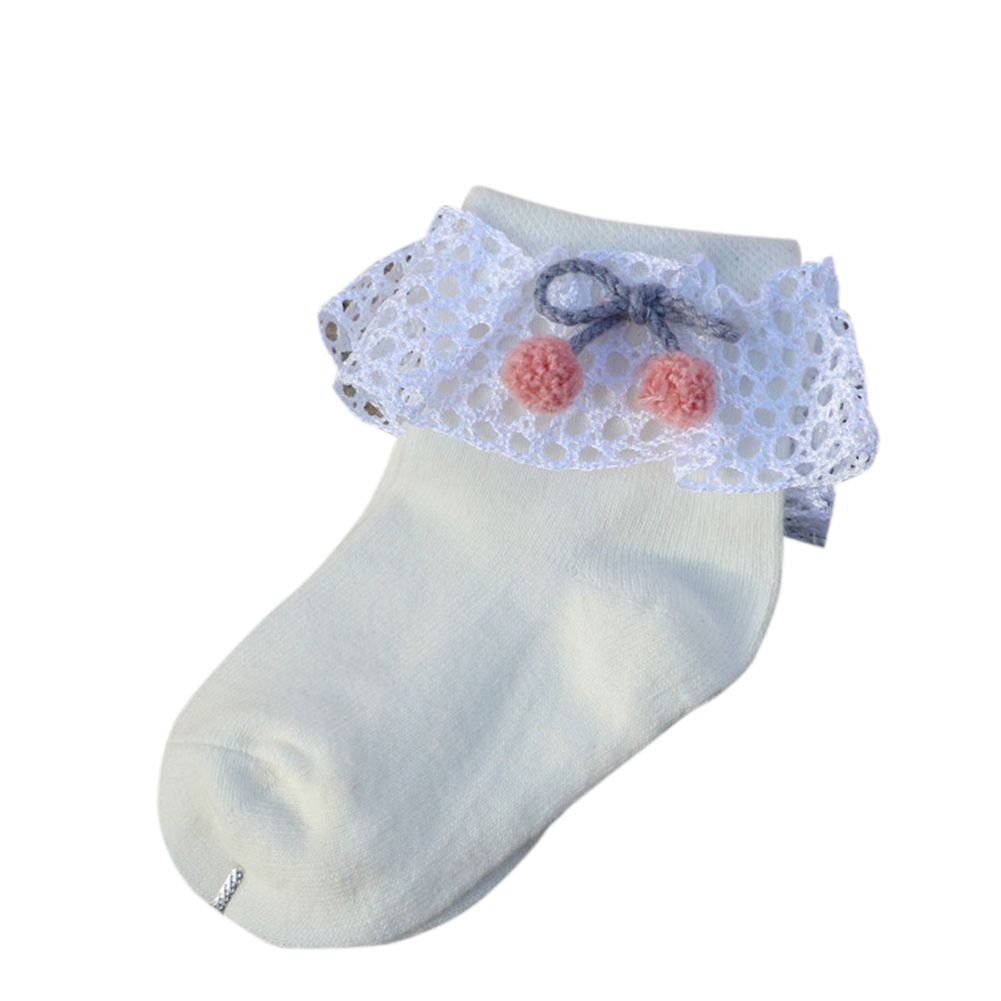 1 Pair Girls  Socks Cotton Solid  Bowknot Lace Lace Princess Socks Breathable Socks
