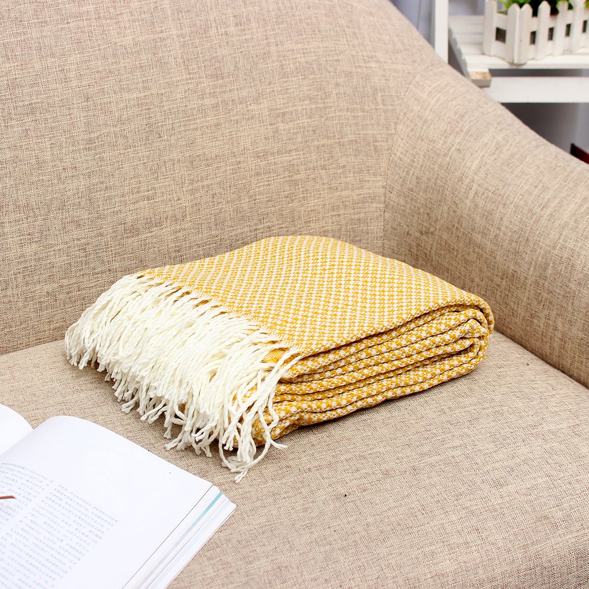 Pick for you 130x200cm(51.1”X78.7”) Sofa Throw Blanket Tassels Air Condition Blanket Travel Acrylic