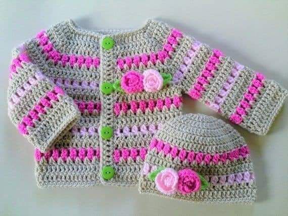 Baby Girls Boys Warm Sweater Romper Knit Crochet sweater with a cap