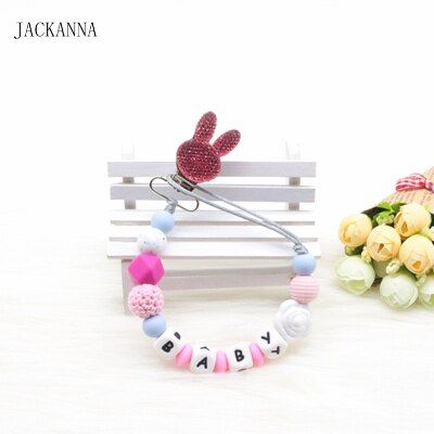 Personalise Name Baby Pacifier Clips Mouse Head Dummy Clip Newborn Attache Sucette Baby Gift Silicone Baby Pacifier Holder Chain