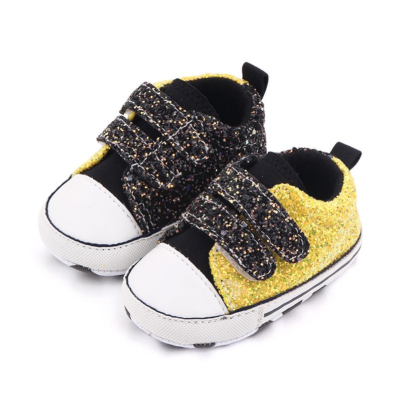 Velcro Golden Sequins Baby Boys Shoes Newborn Cotton Shoes Non-slip Soft Sole Toddler Shoes First Walkers