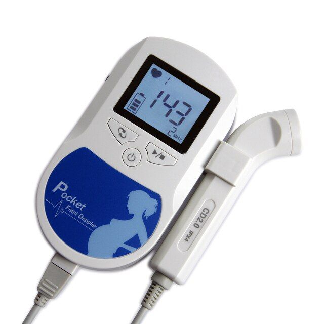 Fetal Doppler Heart Beat Monitor Backlight LCD Pink Colour +Free GeL 2Mhz 3mhz 8Mhz Probe Baby Heart Beat Monitor Probe