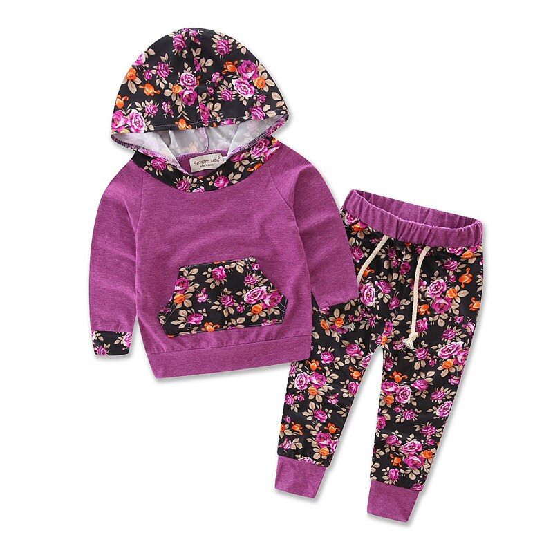 Toddler Infantil Kids Baby Girls Active Tracksuit Pullover Sweatshirt Hoodies+Pants 2PCS Outfits Set