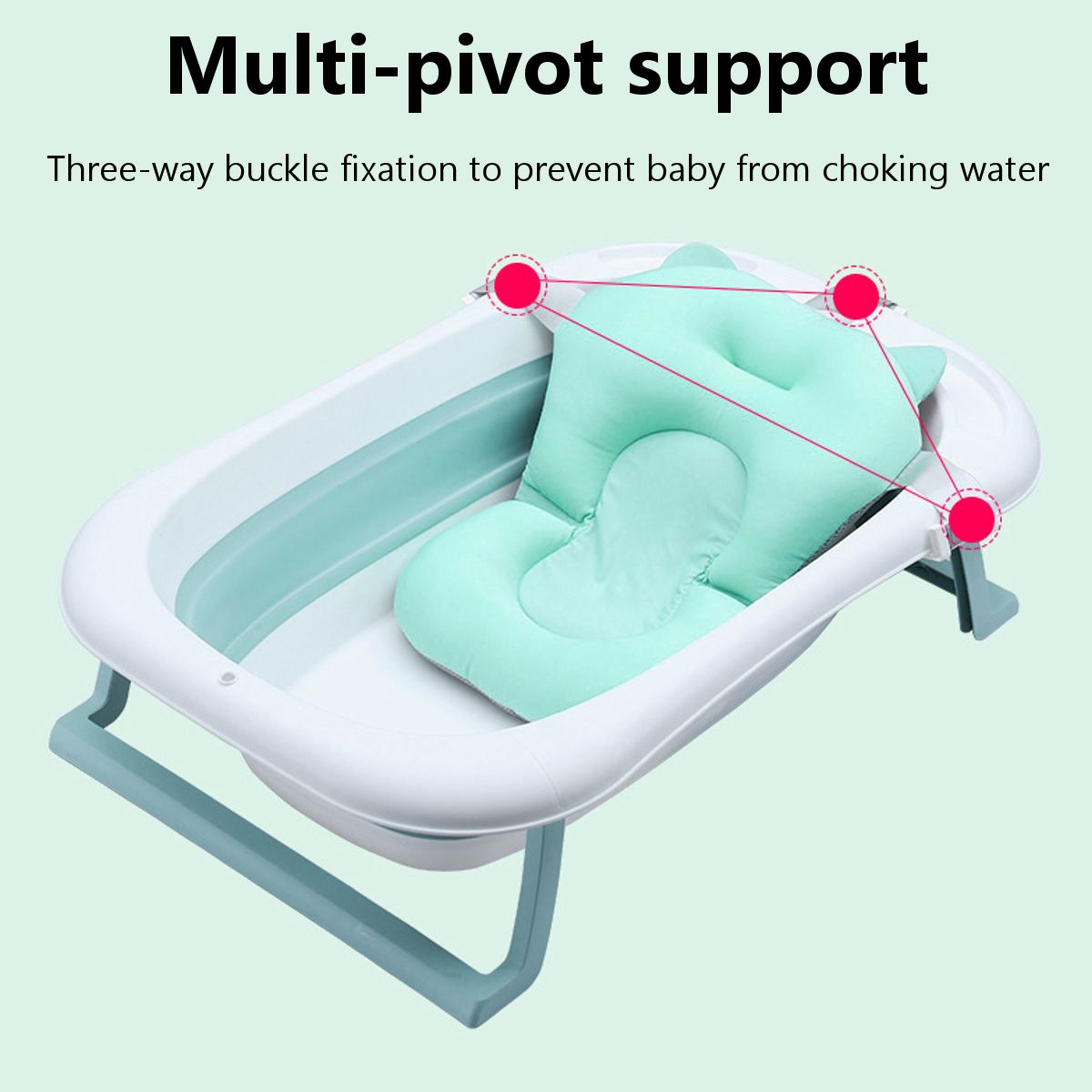 Baby Shower Bath Tub Pillow Non Slip Baby Bathtub Mat Newborn Safety Bath Cushion - Light blue