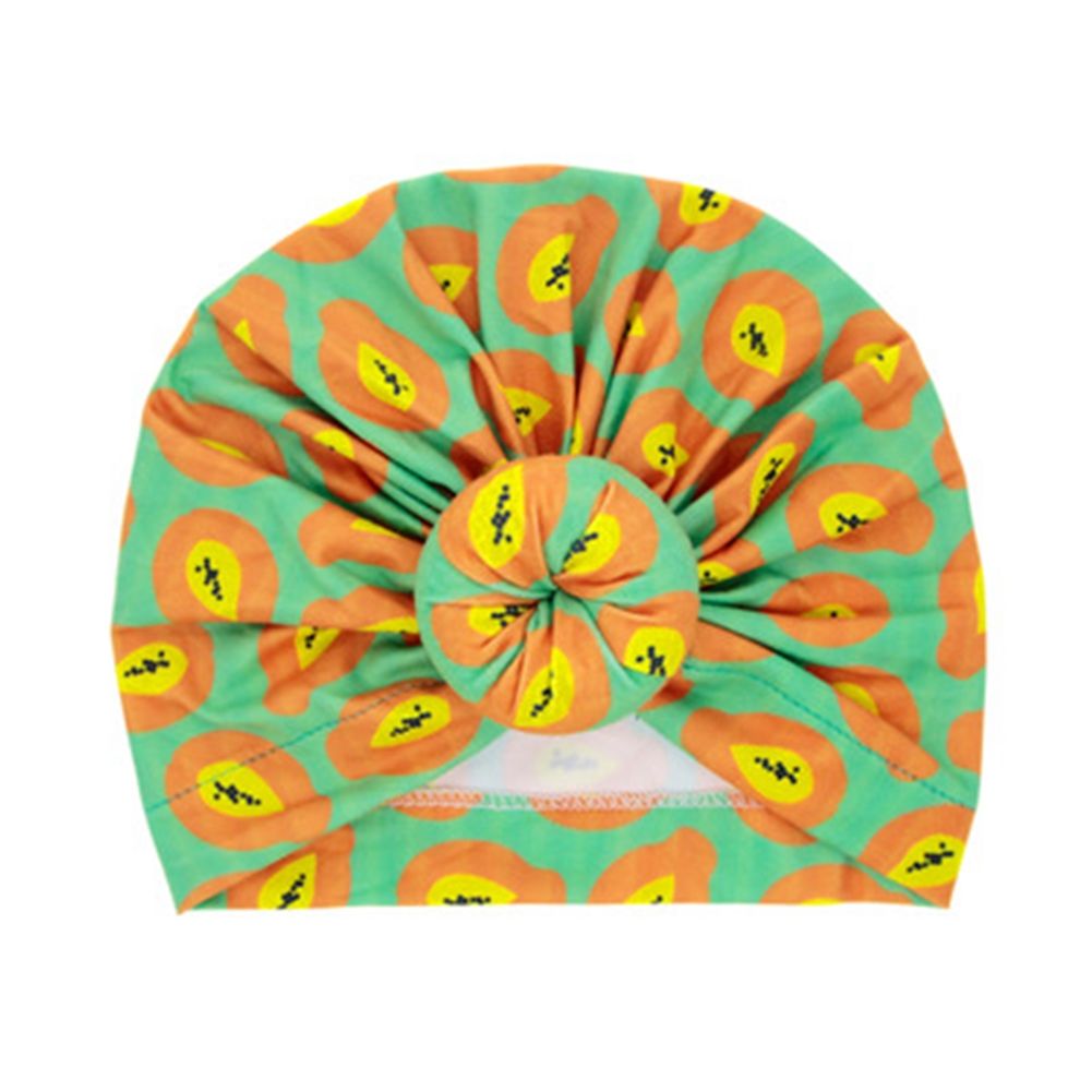 Infant Baby Turban Hats, Cute Cartoon Fruit Print Bun Knot Beanie Caps for Boys Girls
