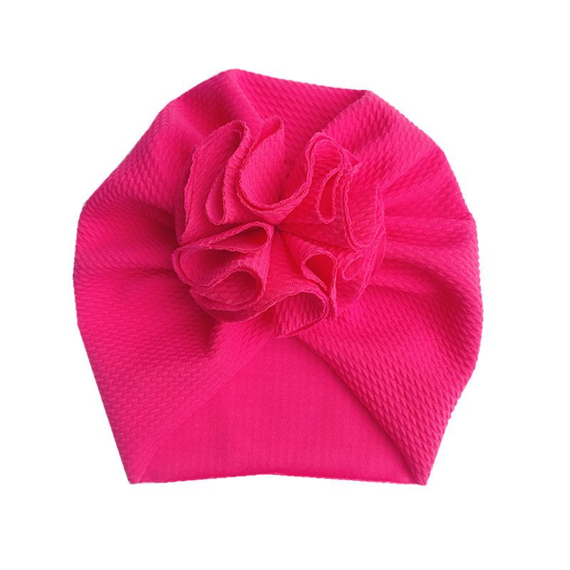 Big Flower Baby Turban Soft Solid Color Kids Newborn Bonnet Cap Beanie Headwraps