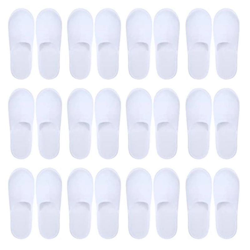20 Pairs Closed Toe Disposable Slippers Women Men Ultra-Thin Brushed Plush Non-Slip Disposable Slippers for Hotel Home