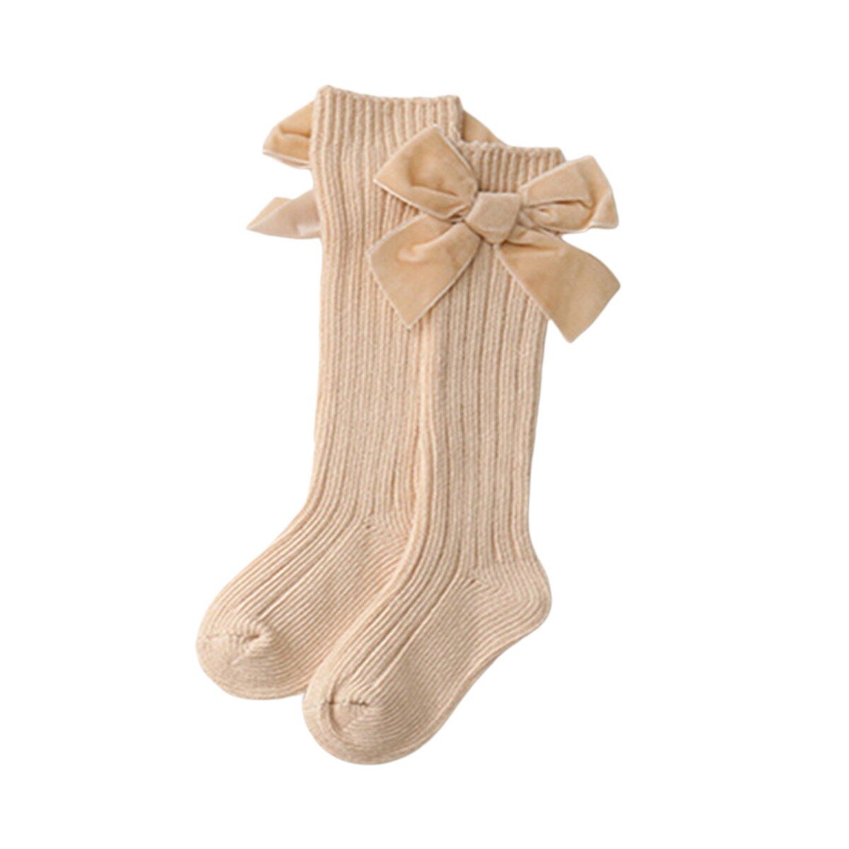 Baby Girls Knee High Long Socks Soft Cotton Newborn With Big Velvet Bow Toddler Autumn Winter Warm Rib Knitted Stockings