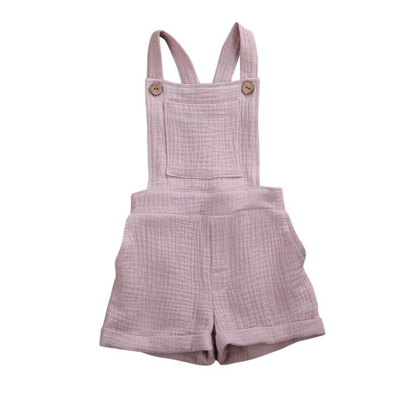 Newborn Baby Jumpsuits Summer Boys Girls Cotton Linen Button Romper for Infant One-piece Sleeveless Kids Baby Suspender Rompers