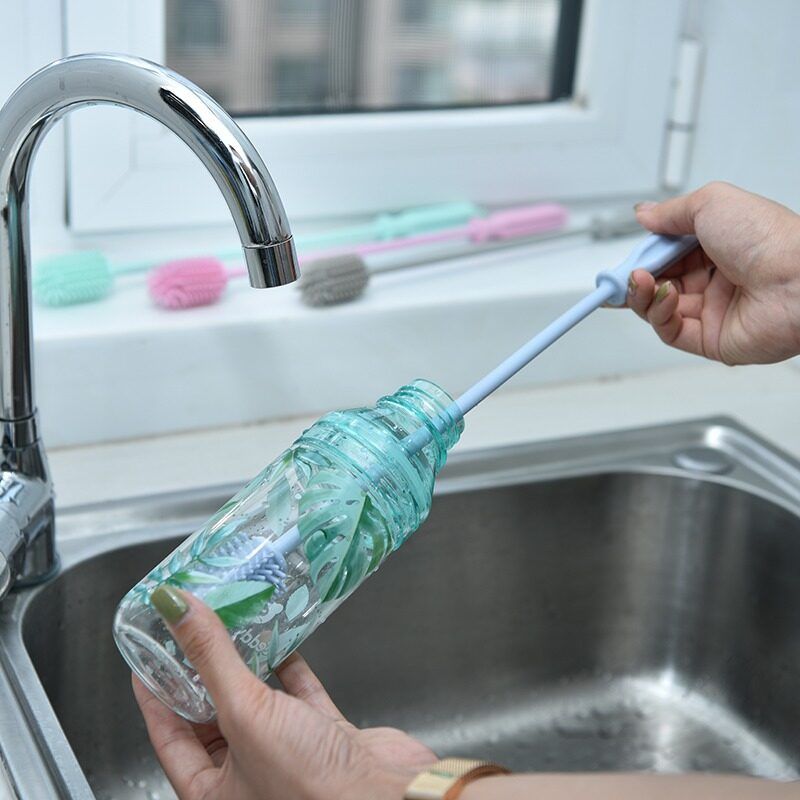 1 Piece Of 360-degree Long-handled Silicone Baby Bottle Brush,