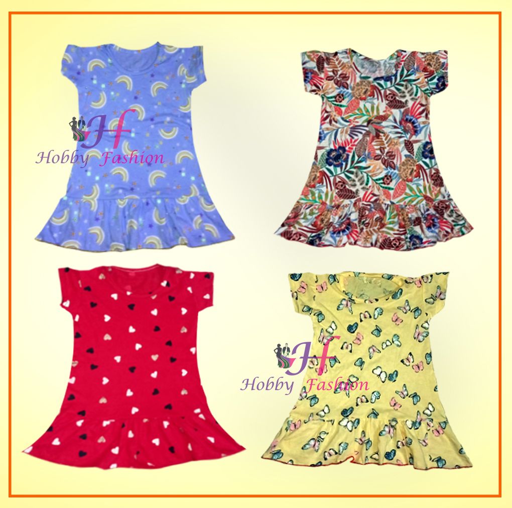 4 Pieces Multicolor Frock For Girls (Any color)