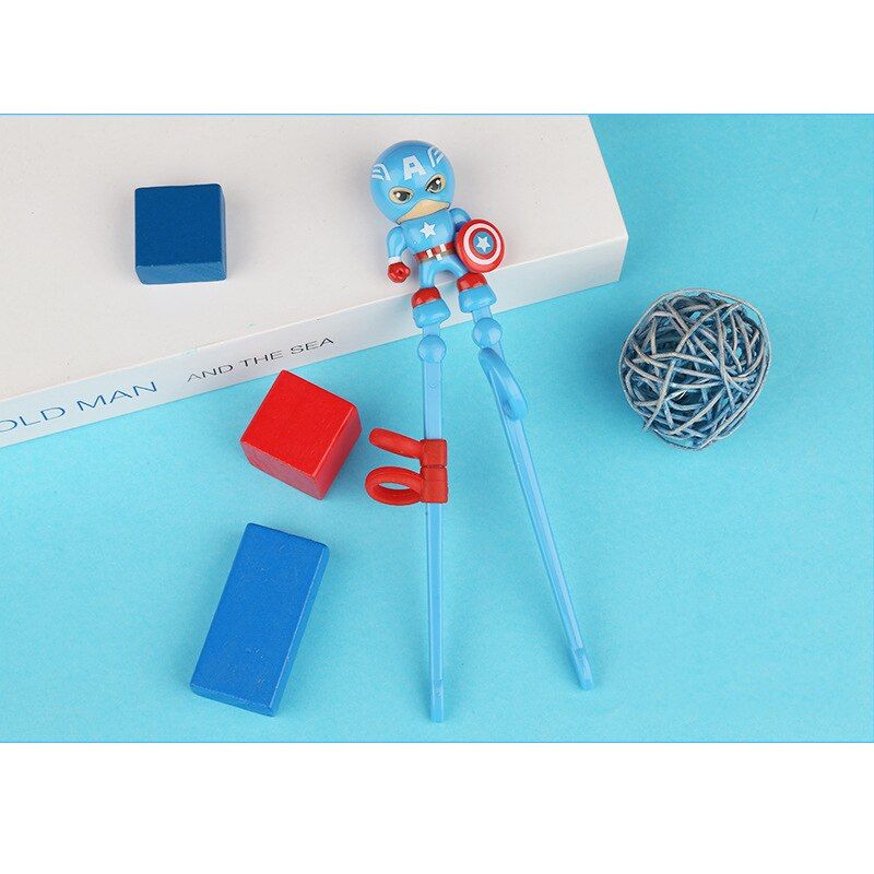 Disney 1 pair 3D chopsticks children training and learning chopsticks hero doll silicone ring children's tableware set
