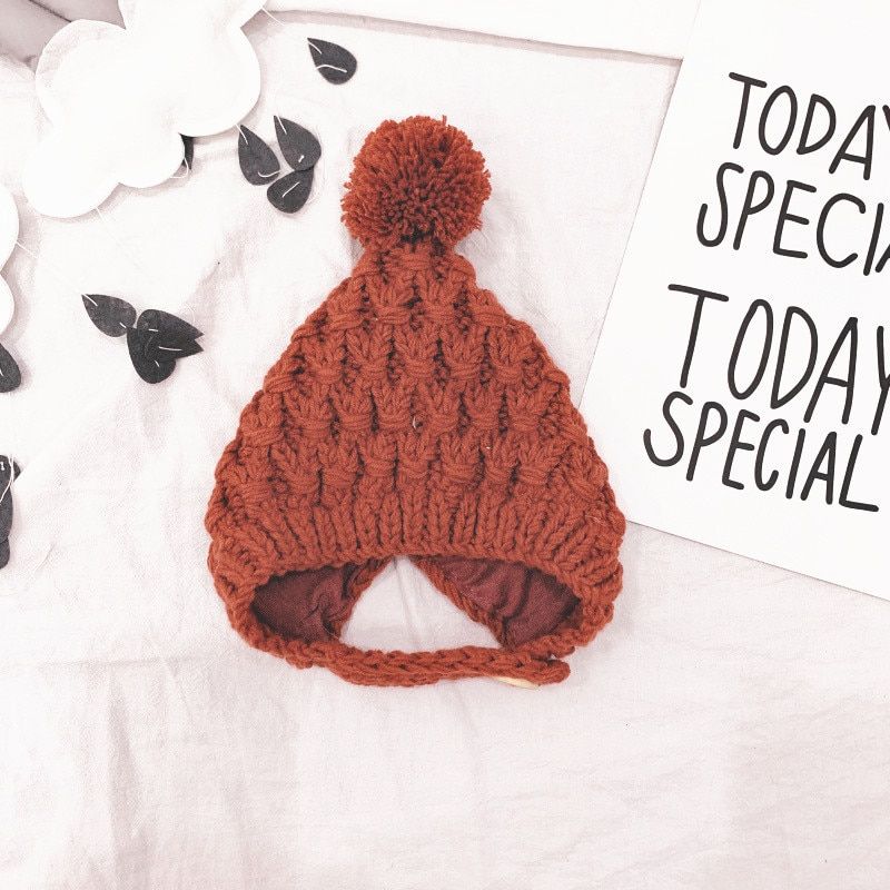 1-2 Year's Baby Woolen Hat Solid Color Windproof Woolen Hat Thickened Cap Hat Headwear Child Kids Beanies Hat Child Accessories