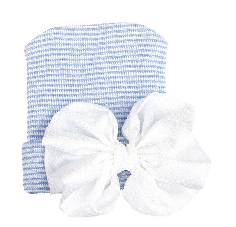 PUDCOCO FASHION Newborn Baby Infant Girl Comfy Bowknot Hospital Cap Beanie Hat Turban Cotton Bow Baby Hats