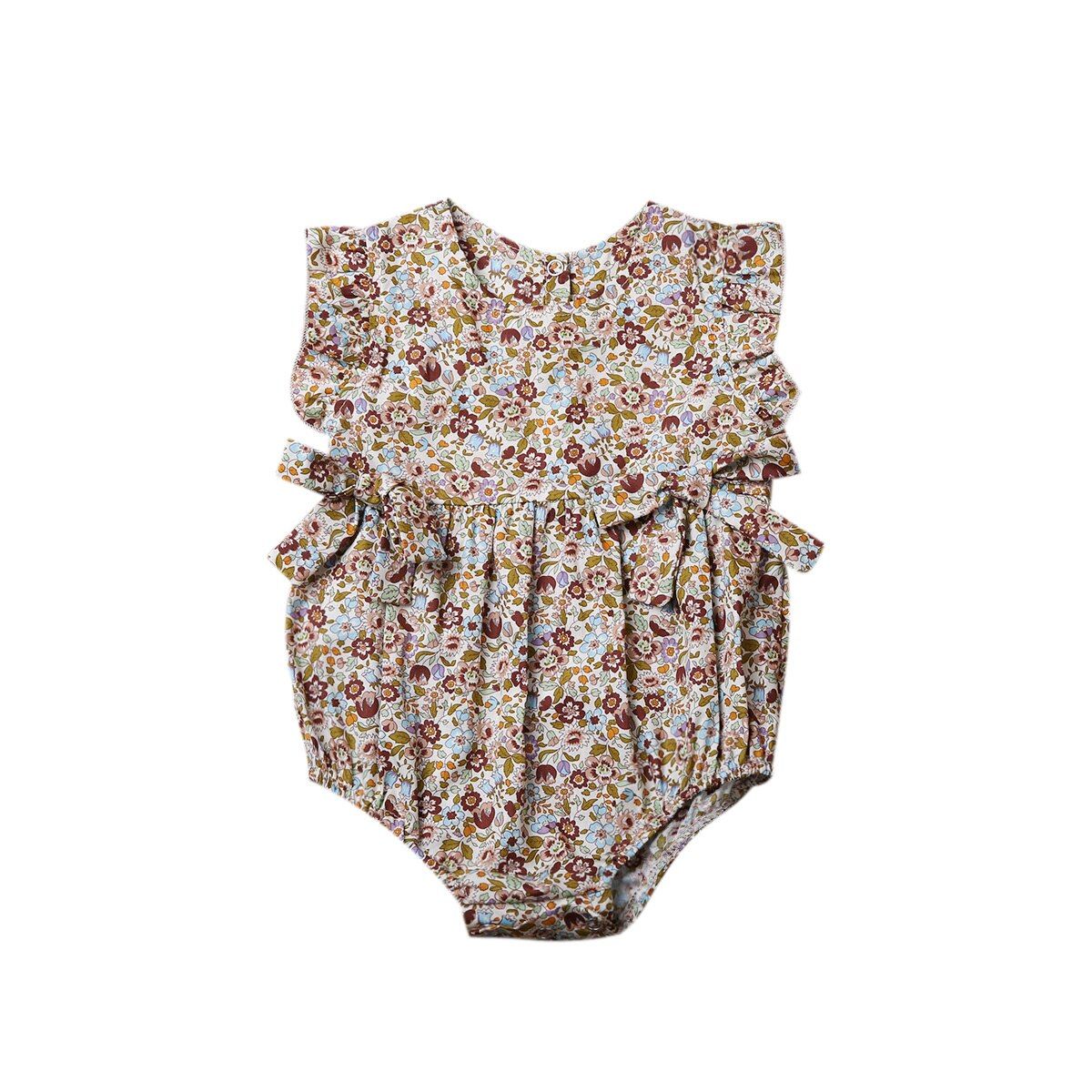 Cute Bowknot One-Piece Romper Newborn Baby Girls Floral Romper Jumpsuit Clothes