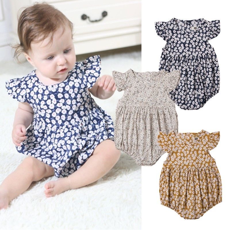 2020 Cute Baby Girls Floral Romper Jumpsuit for Newborn Baby Girl Infant Children Clothes Kid Clothing Outfits Summer