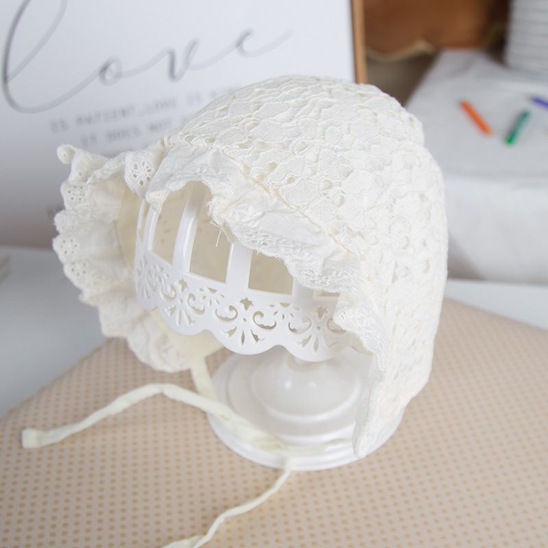 Lace Baby Hat Soft Cotton Newborn Princess Summer Solid Flower Infant Sun Hat Bonnet Cap