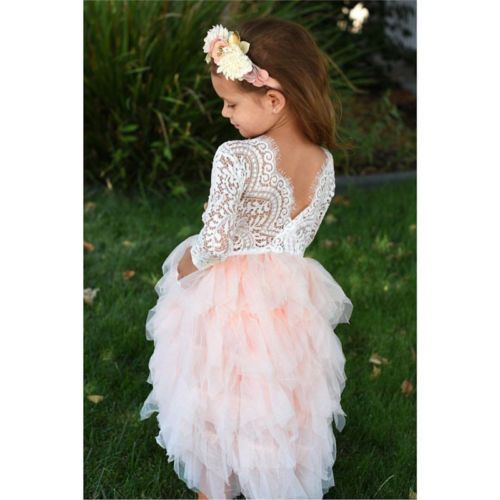 Fashion Toddler Baby Kid Girls Tulle Dress Long Sleeve Princess Lace Tutu Party Wedding Holiday Dresses For Girls Kid Costumes