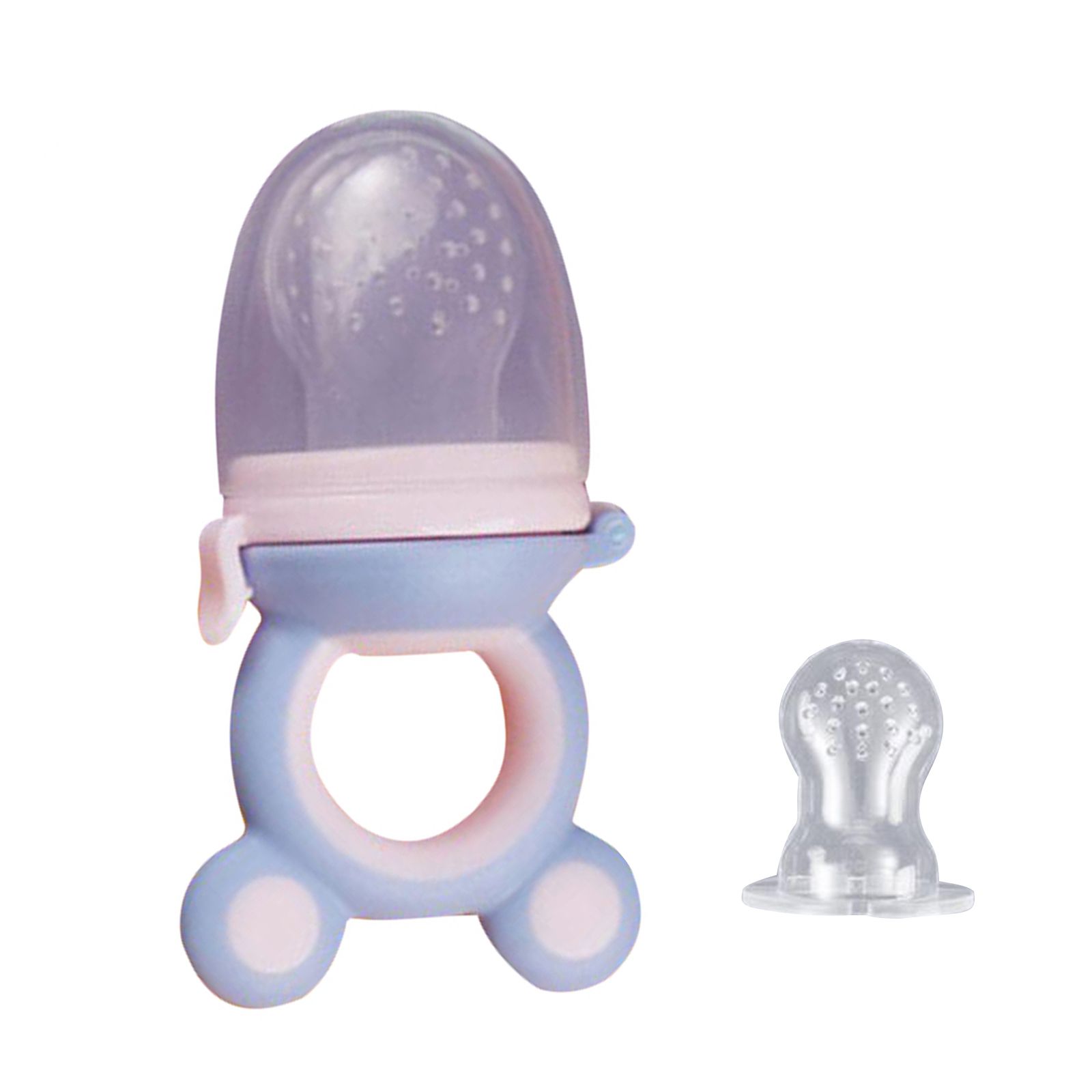 Baby Food Feeder, Frog Handle with Sealed Baffle, Transparent Dust Cover Teether Tool