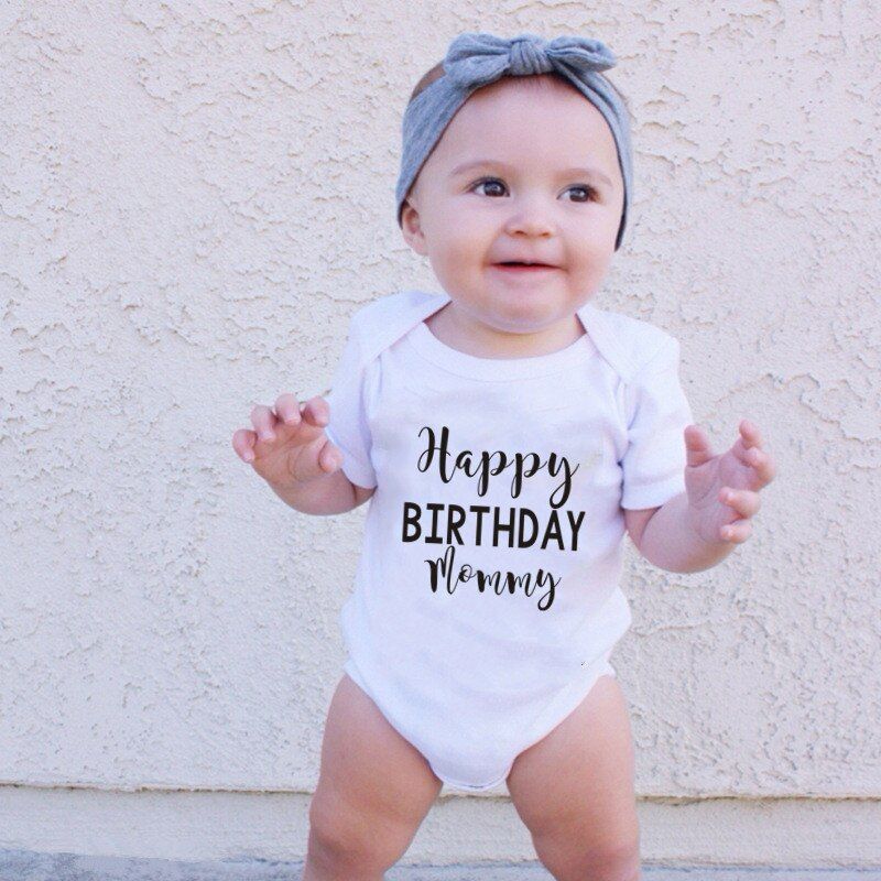 Baby Rompers Cotton Infant Body Short Sleeve Clothing Baby Jumpsuit Happy Birthday Daddy Printed Baby Boy Girl Clothes
