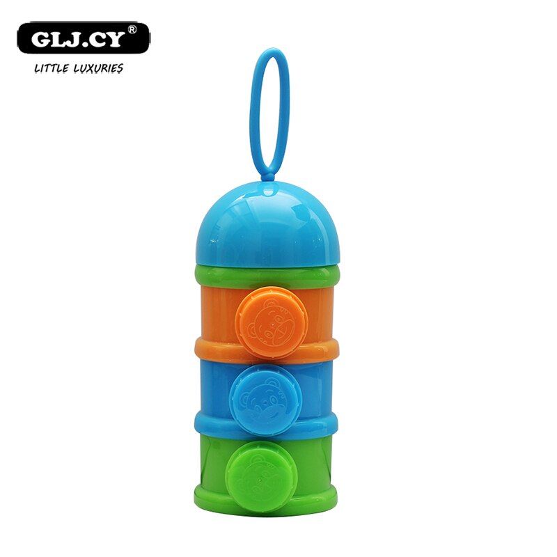 3-layer Frog Style Portable Baby Food Box Box Grain Cartoon Milk Powder Milk Formula Milk Powder Milk Container Dinosaur Bibs