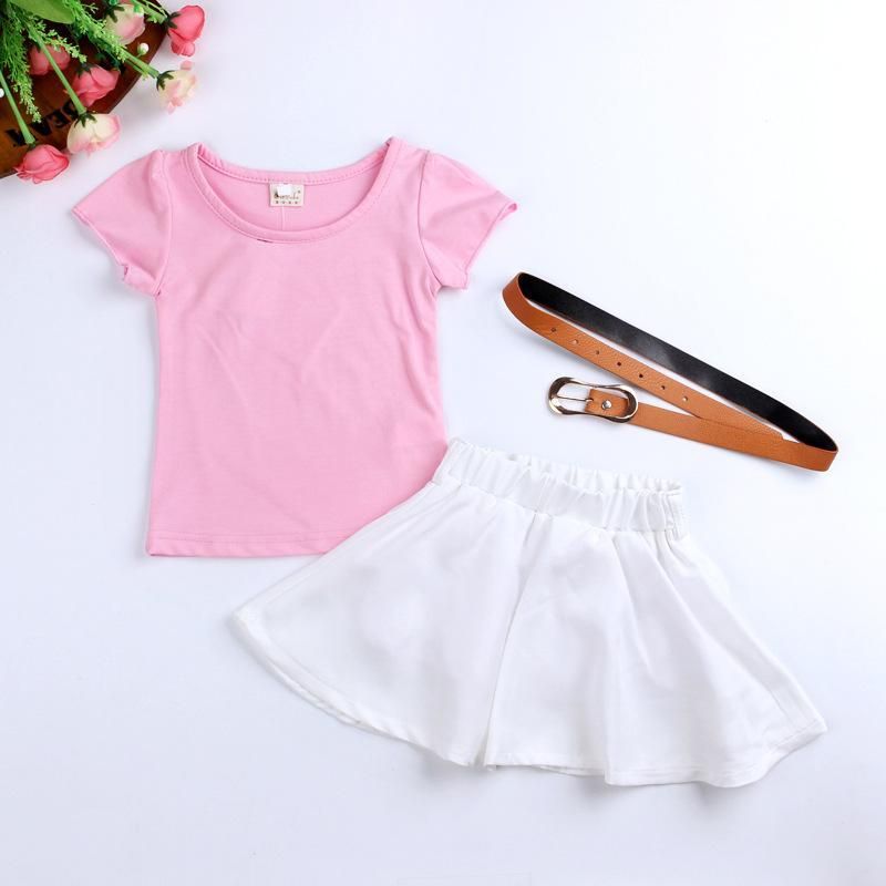 Children'S Wear Girl Dress + Belt Summer Dress Baby Girl Clothes