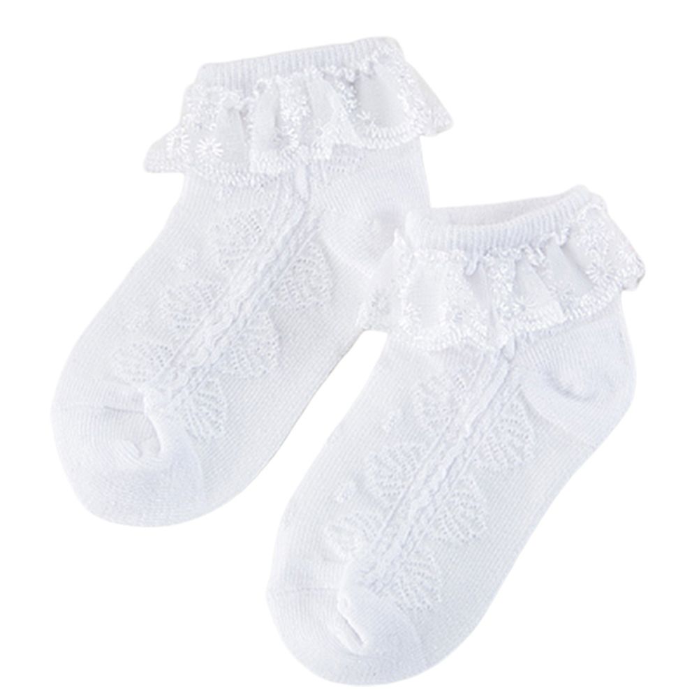 Cute Kid Baby Girls Solid Color Cotton Soft Breathable Lace Princess Boat Socks