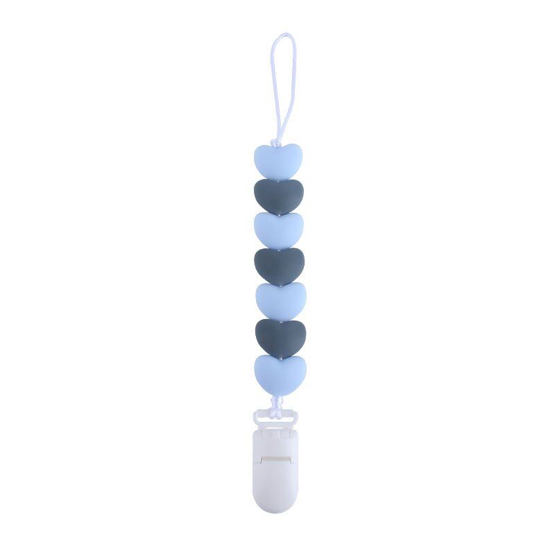 XCQGH Mini Love Heart Silicone Beads Pacifier Holder Chain Baby Dummy Feeding Holder for Nipple