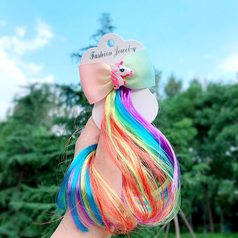 Colorful Wig Pigtail Elastic Hair Band for Girls Sequin Glitter Unicorn Scrunchies Ponytail Hair Ropes Kids Headwear