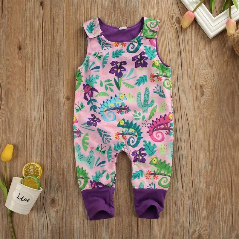 2020 0-24M Newborn Baby Boy Girl Romper Clothes Sleeveless Floral Print Romper Jumpsuit Playsuit Outfit