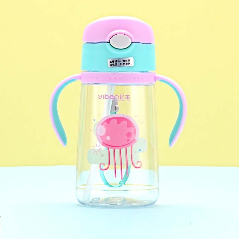 【BestGO】2 Use Baby Learning Drinking Cup With Double Handle Flip lid Leakproof Infants Water Cups Bottle with Strap