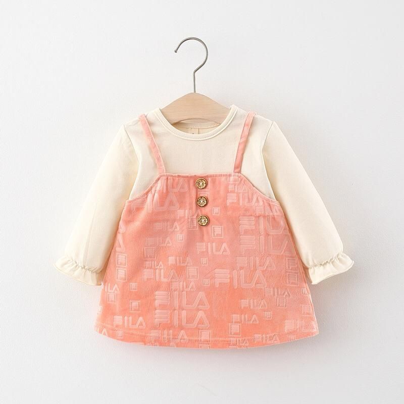 Baby girls pest and white fashionable color beautiful and nice modern baby dress for 1 to 4 years babies