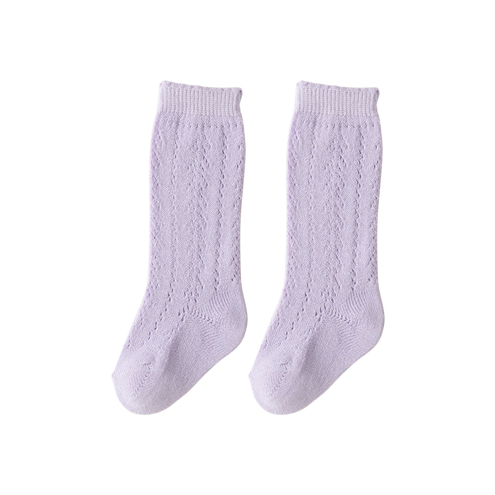 1 Pair Solid Color Hollow Out Kids Socks Ultra Soft Middle Tube Stretchy Thin Socks for Daily Wear