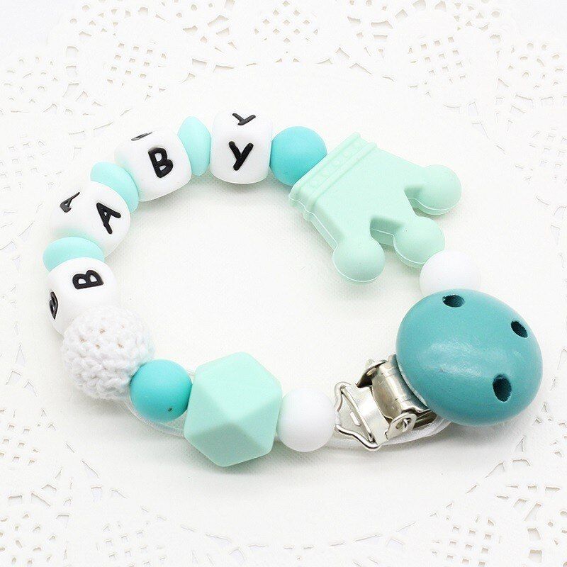 New Personalized Pacifier Clips Chain Can Be Customized Name BPA Free Crown pacifierholder Food Grade Silicone Kids Gifts