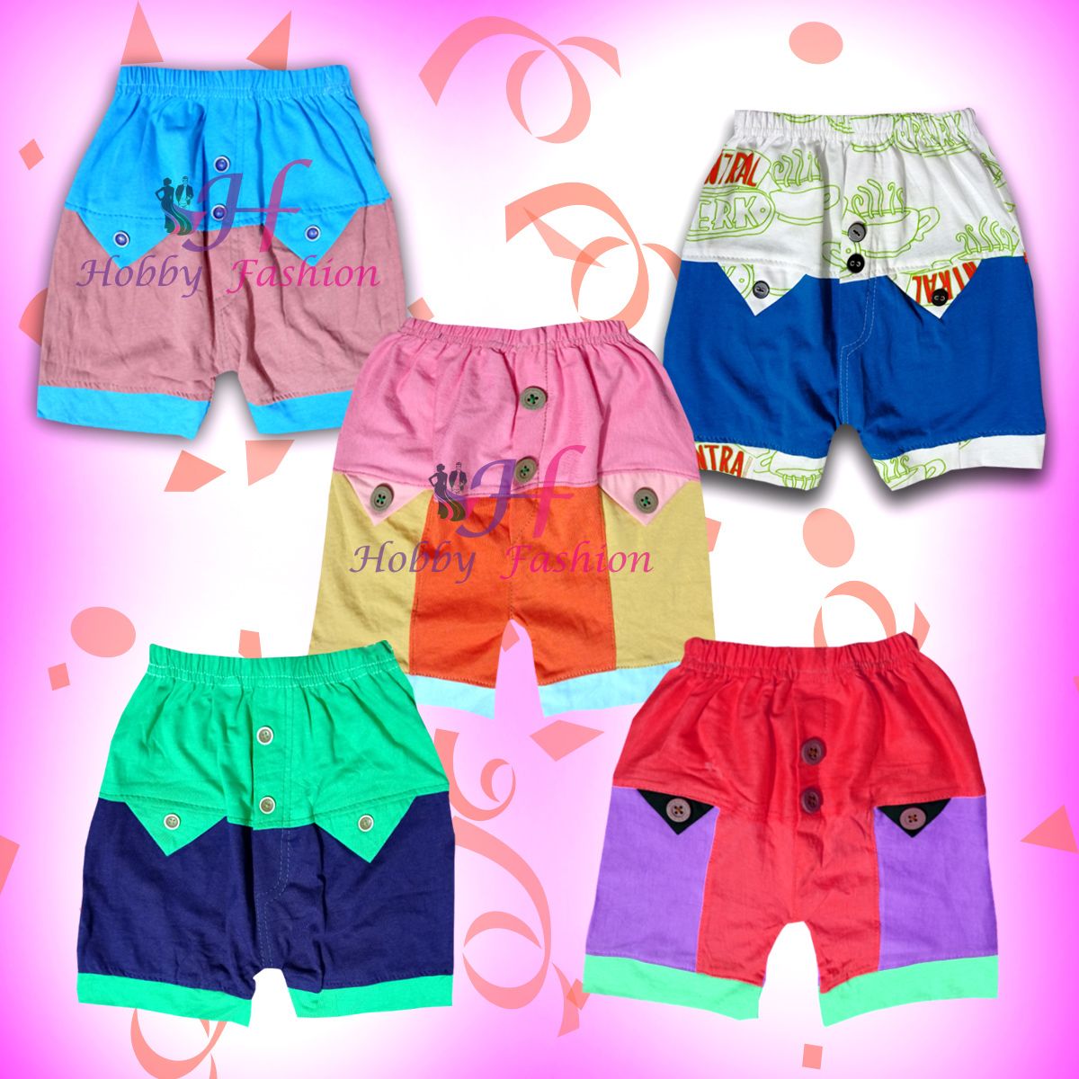 5 Pieces Multicolor Baton Half Pant for boys by any color