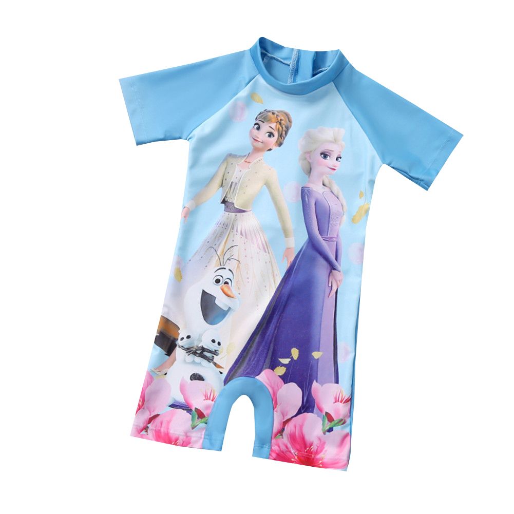 irls  One-piece  suit Ice Snow Princess Print Sunscreen suit For 1-6 Years Old color:002 size:S infant age:1-2years