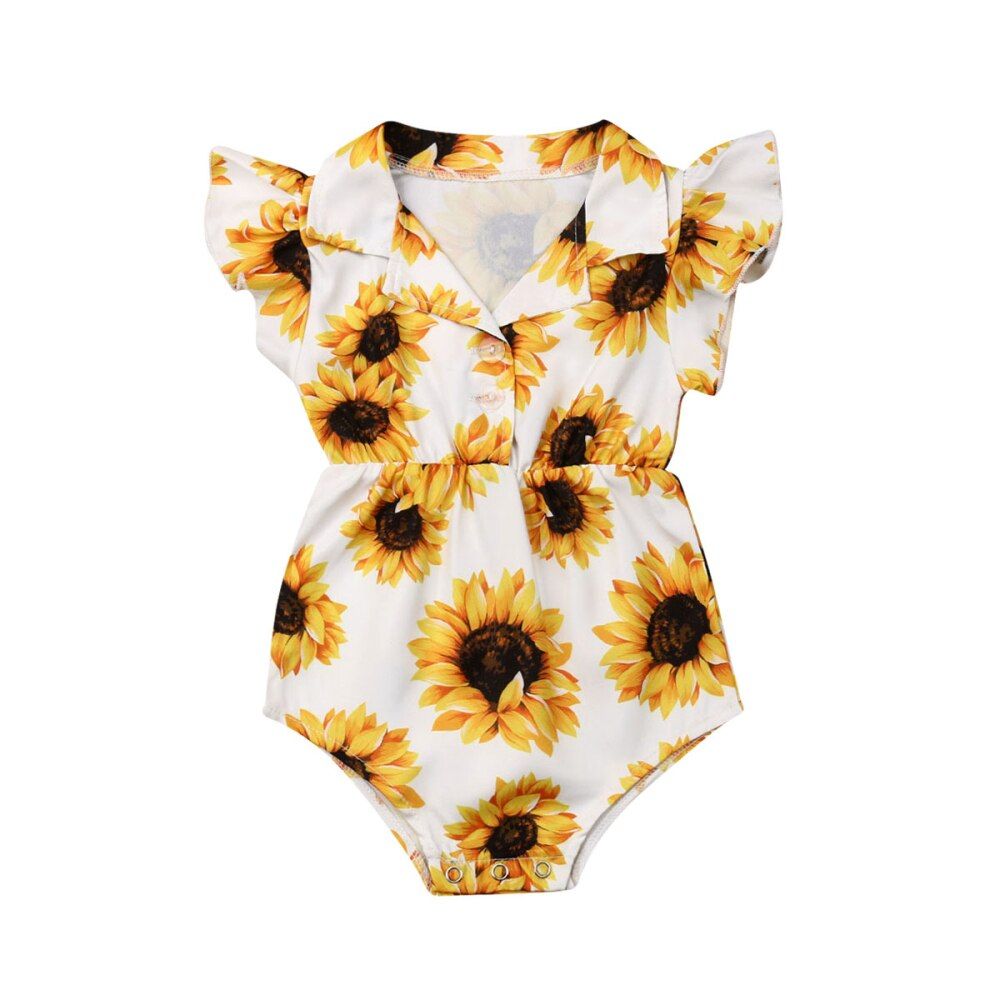 Summer Toddler Baby Girls Clothes Sunflower Romper Jumpsuit Outfits Sunsuit Baby Clothing