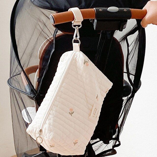 Zipper Embroidery Quilted Baby Diaper Bag Organizer Maternity Bag for Stroller Mommy Single Shoulder Bag Travel Large Outing Bag
