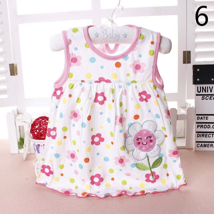 0-24M New borns Cotton Flower Dresses, Baby Girls Summer Multi Pattern Clothes