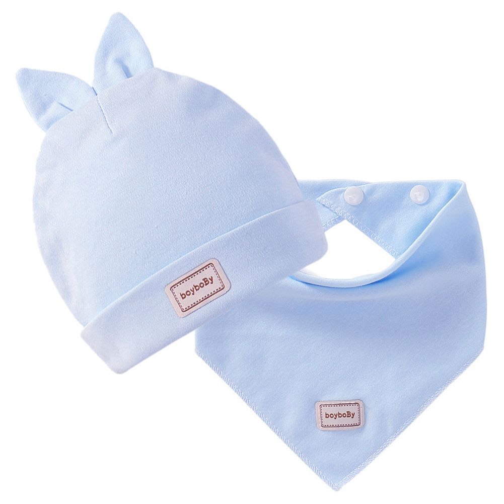 Yfashion 2 Pcs/set Baby Hat Suit Cotton Rabbit Shape Knitted Cap + riangle Scarf color