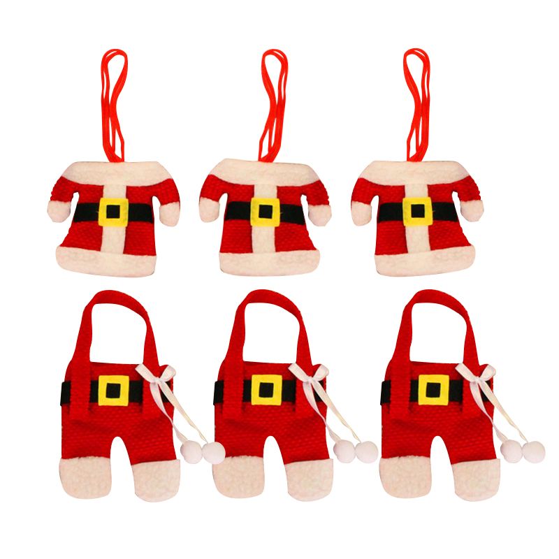 6 pcs Santa Claus Tableware Silverware Suit Xmas Decor Cutlery Pockets Holder
