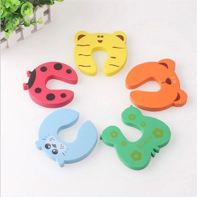 Child ty Protection Baby ty Cute Animal Security Card Door Stopper Baby Newborn Care Child Lock Protection Children 5pcs