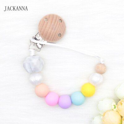 Funny Baby Pacifier Clips Rainbow Silicone Soother Chain Leash Strap Newborn Attache Sucette Infant Baby Pacifier Holder Chain