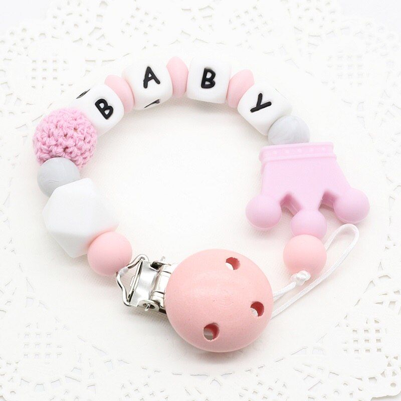 NEW DIY Silicone Babypacifier clips Personalised Name Colorful dummy clip Baby Teething Soother Chew Toys Dummy Clips Gifts