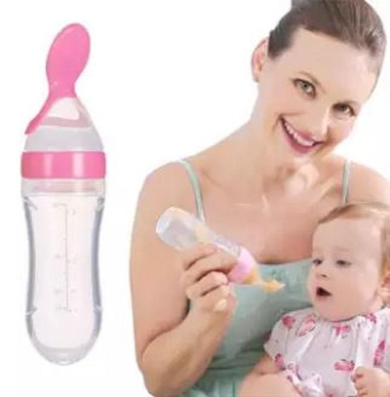Silicone Cereal Bottle with Feeding Spoon for baby